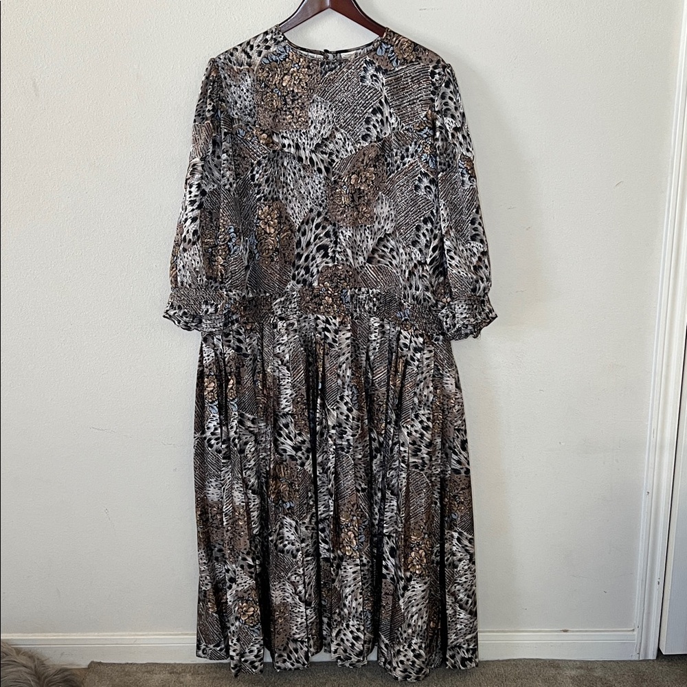 Vintage Neiman Marcus Montage Dimensions Pattern Dress Sleeves Plus Sz Designer